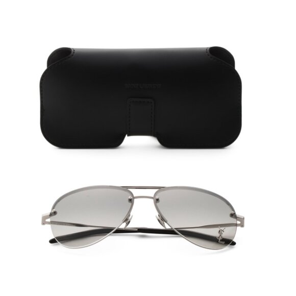 YVES SAINT LAURENT Black/silver 59mm Designer Sunglasses - Picture 1 of 2